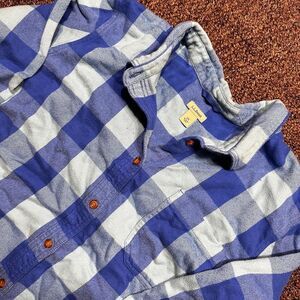 L.L. Bean Blue & White Buffalo Plaid Flannel Shirt – Size 2X